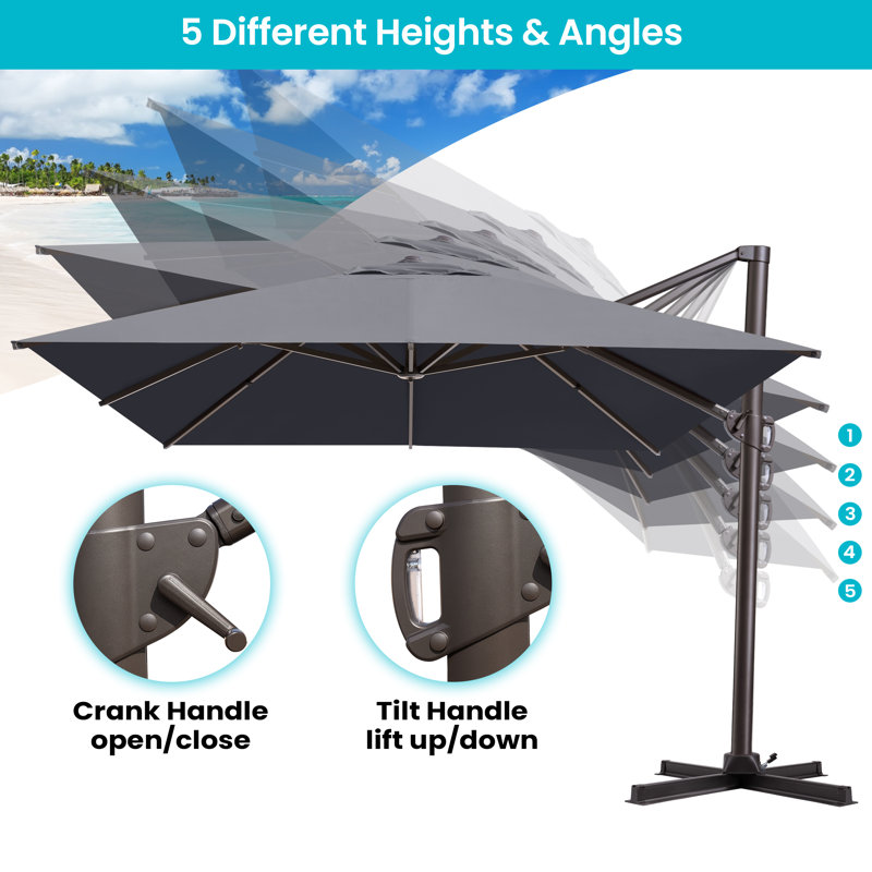 Parasol extérieur extérieur 3 m x 4 m avec base à contrepoids, Dark Grey