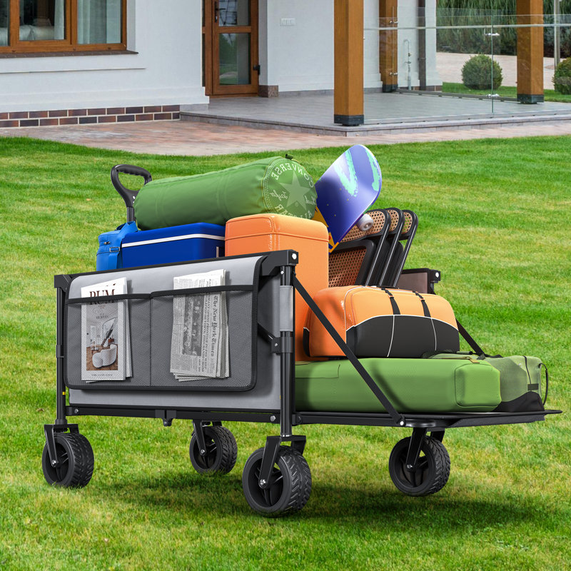 Collapsible Foldable Beach Wagon Cart Utility Cart with Folding Tailgate