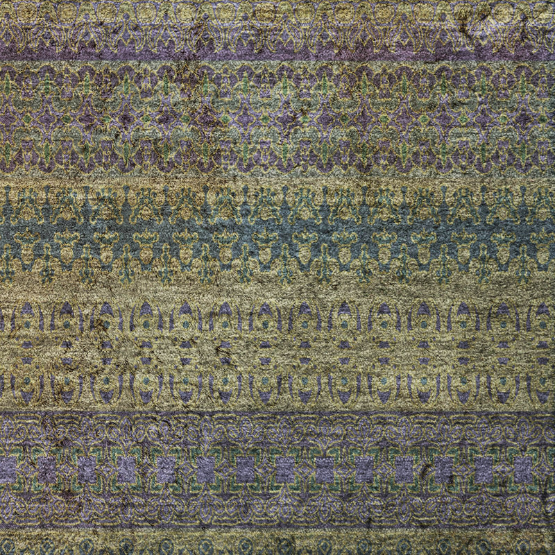 Premium Machine Washable Dream Shag ADS527 Striped Rug, 1'8" x 2'6", Olive