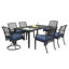 Ensemble de conversation d'extérieur 7 pièces pour patio, table de salle à manger en métal, ensemble de conversation pivotant et chaises de salle à manger avec coussins amovibles bleu marine pour jardin