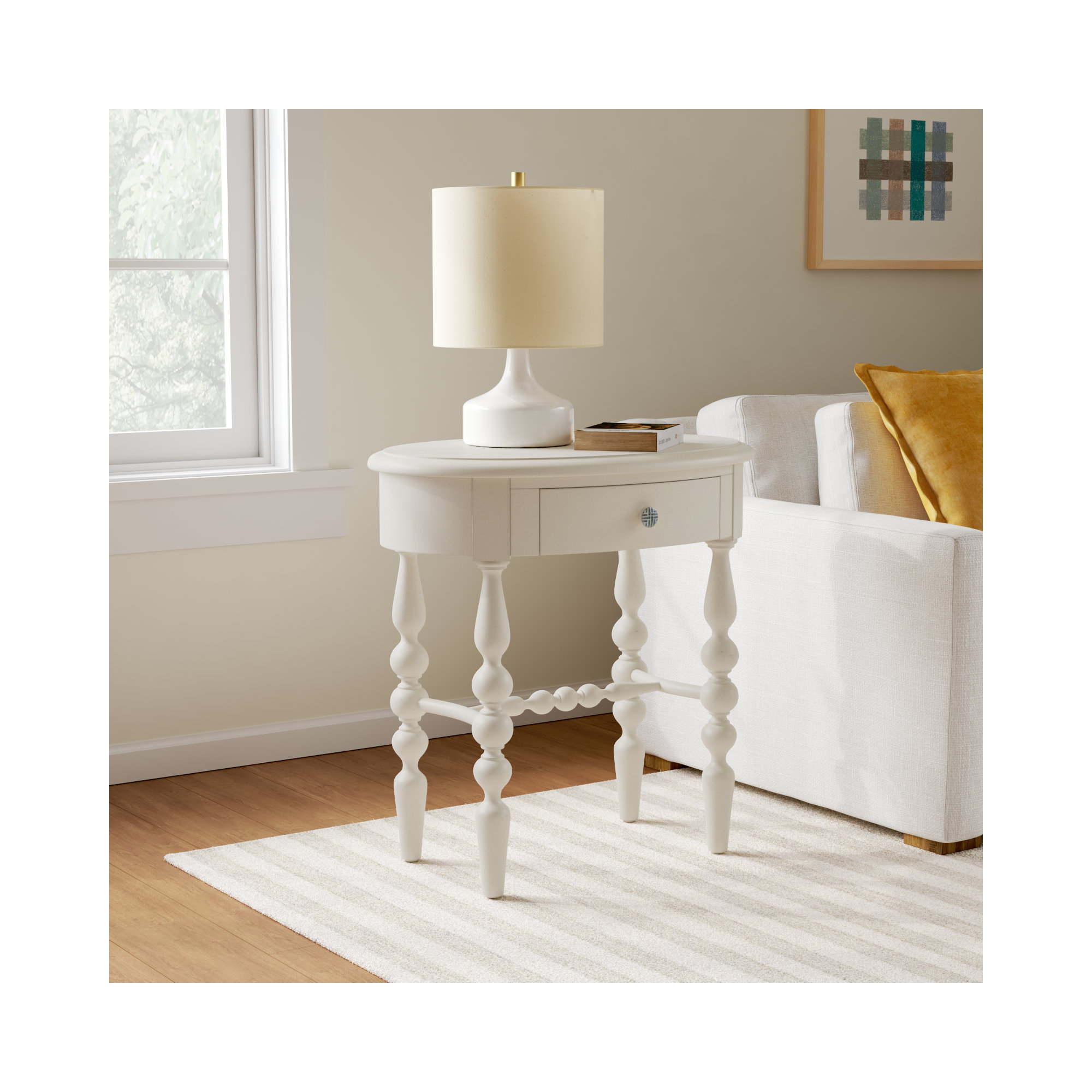 End Table With Storage, Dove White