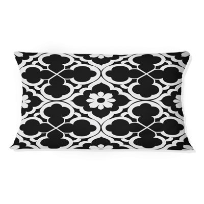 Coussin noir noir et blanc quadrilobe VII - moderne