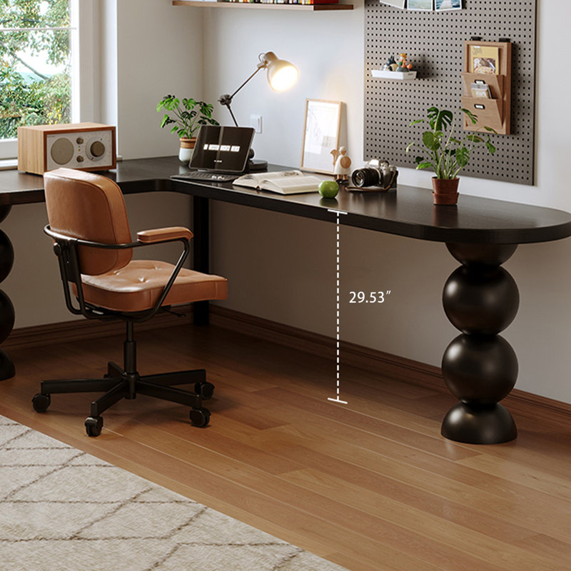 Bureau noir en bois massif en forme de L, H 29,53 po x l 78,74 po x P 47,24 po, Retour à gauche