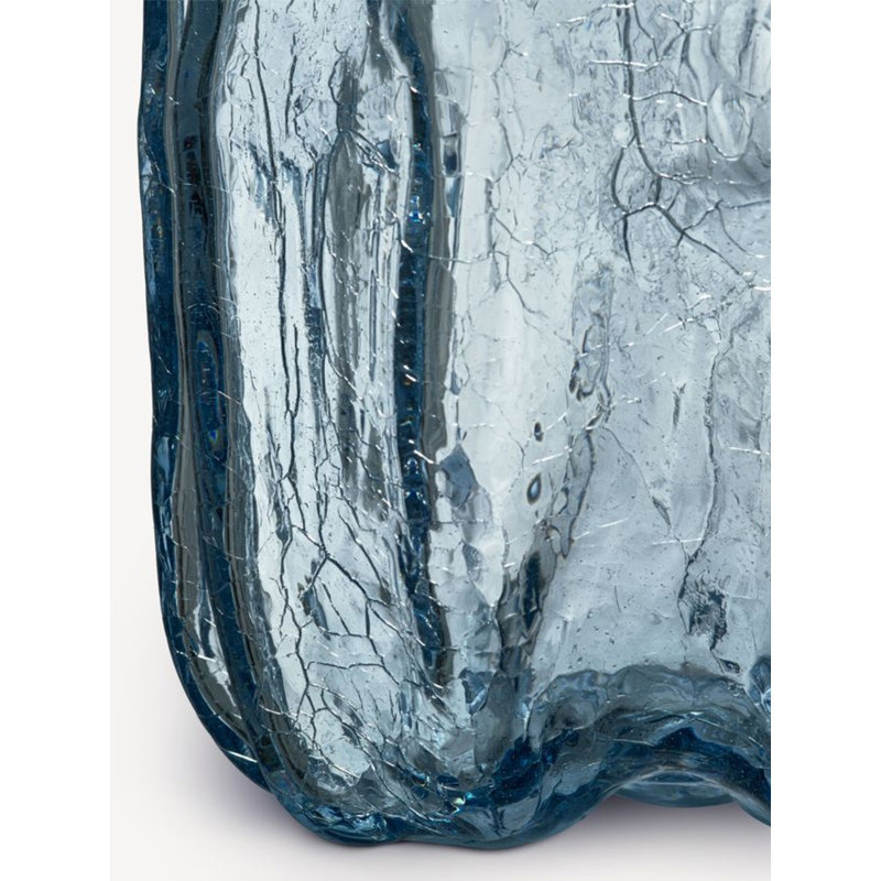 Crackle Glass Table Vase, 10.63" H x 7.87" W x 7.87" D, Blue
