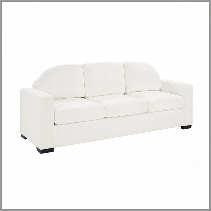Canapé moderne à 3 places avec canapé incurvé de 84,7 po et dossier incurvé, Beige Chenille