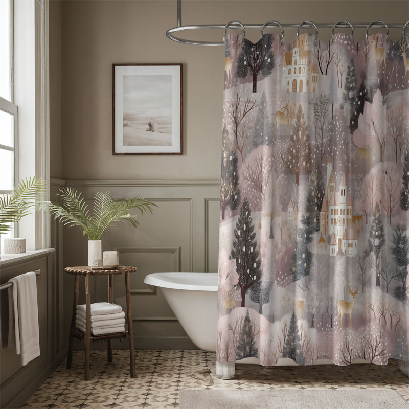 Rideau de douche Pink Woods - Premium, H 74 po x l 71 po