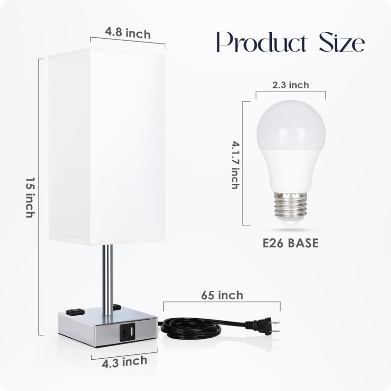 Touch Table Lamps Set Of 2, Silver, White