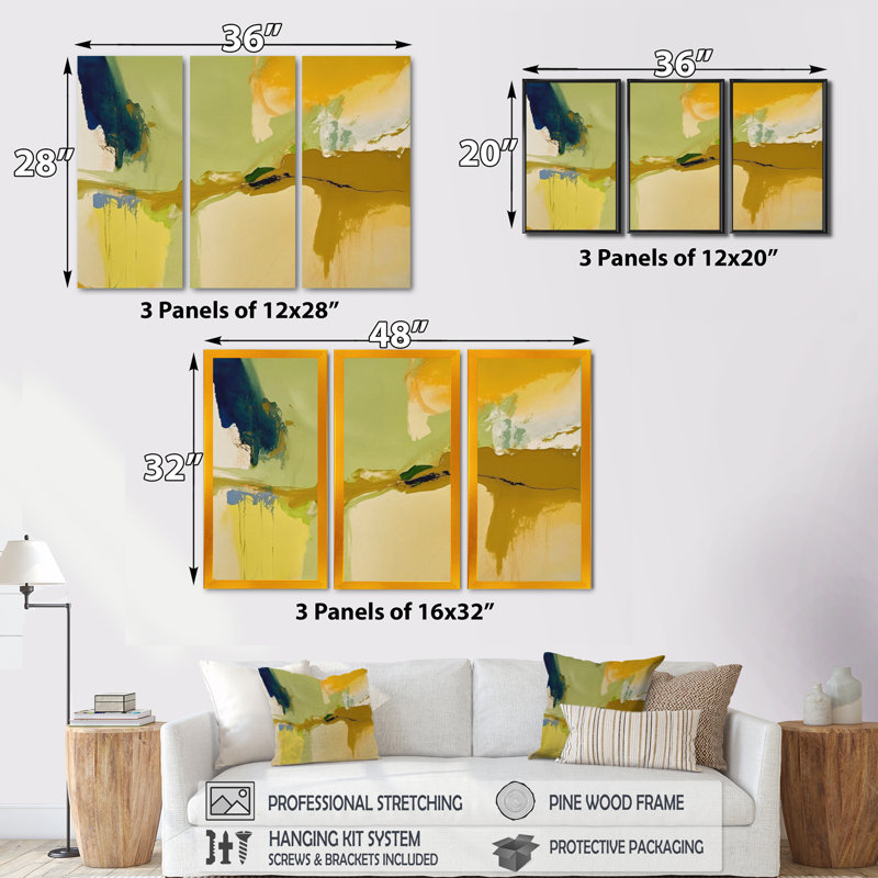 «Moss espagnol», reproduction d'art sur toile 3 pièces, L 48 po x H 32 po, Toile tendue