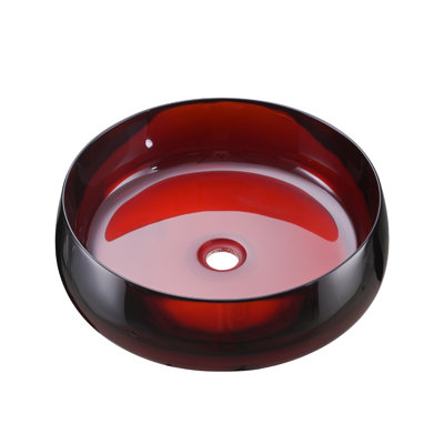 Coastal Translucent Resin 17 Inch Round Bathroom Vessel Sink With Pop Up Drain