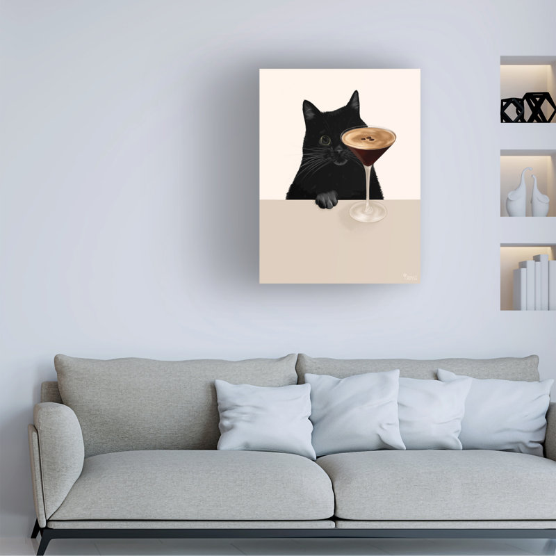 «George Oliver Tara Royle Espresso Martini Cat, art mural sur toile WAG37681, H 19 po x l 14 po