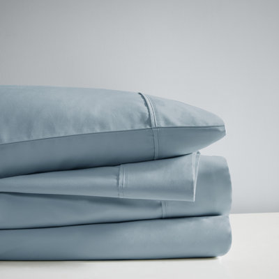 1000 Thread Count Blue HeiQ Smart Temperature Anti-Microbial Cotton Blend 4-Piece Queen Sheet Set