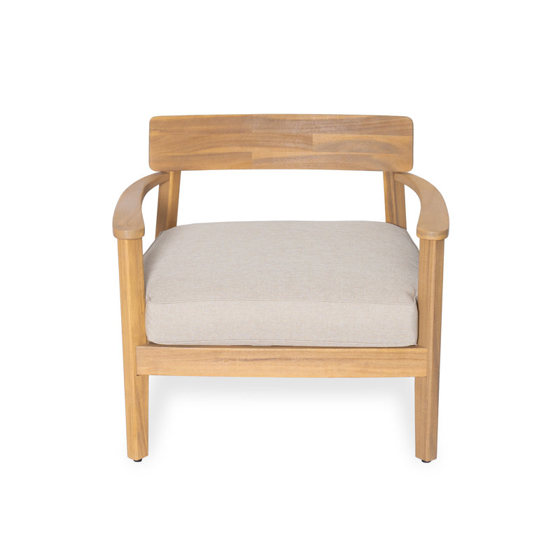 Fauteuil club en bois d'acacia avec coussin de siège Mallorca, ensemble de 1