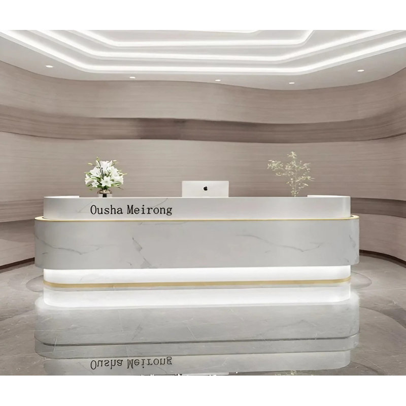 Aurelea Rectangle Manufactured Wood Reception Desk, 60cm H x 260cm W x 100cm D