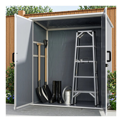 Armoire de rangement extérieure en résine imperméable 5X3ft avec portes verrouillables pour vélos et meubles de patio