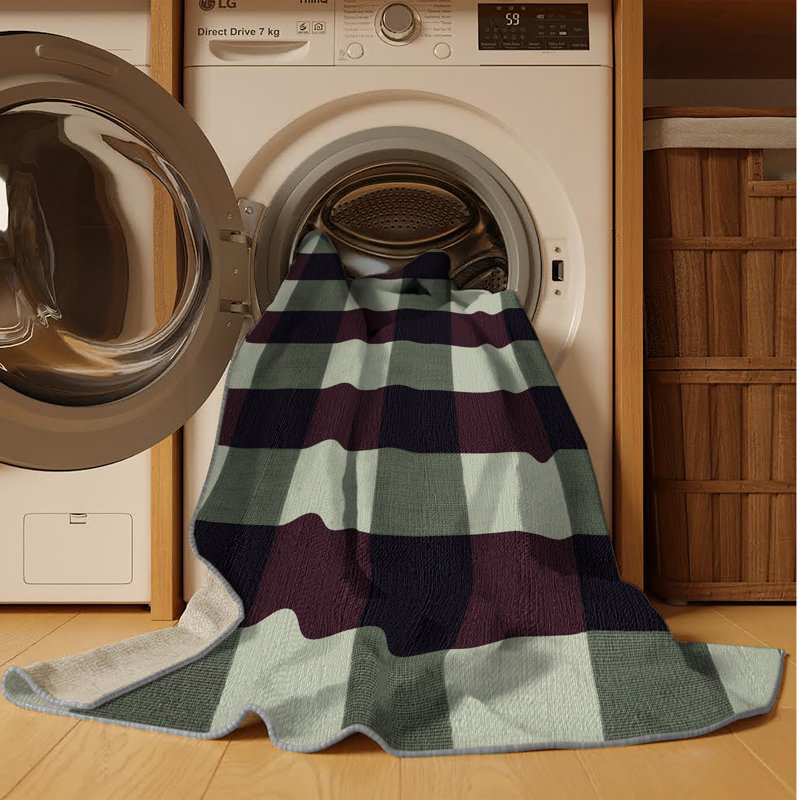 Tapis brun à carreaux lavable à la machine, Rectangulaire 2 pi x 3 pi