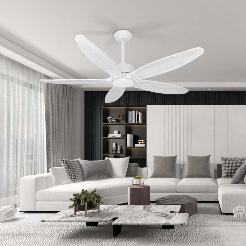 52 in. LED Indoor/Outdoor White Mahogany Fan Blade with Remote Reversible Motor Ceiling Fan