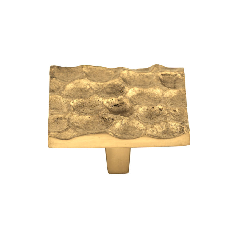 Cobblestone Square Knob, Polished Brass, 1 15/16" Length