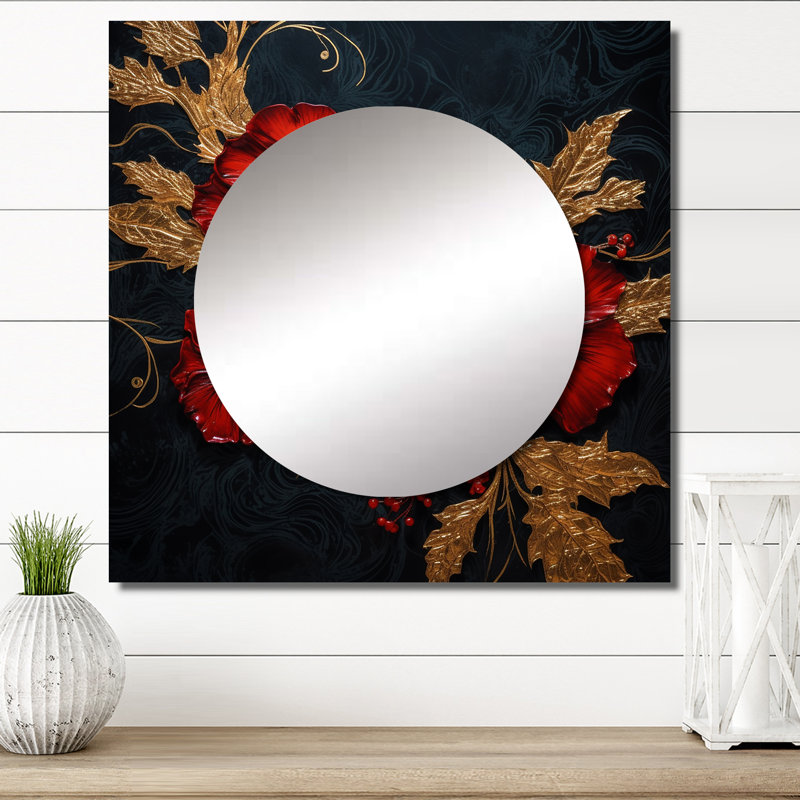 Hibiscus rouge sur fond rouge - Hibiscus, 36 po x 36 po