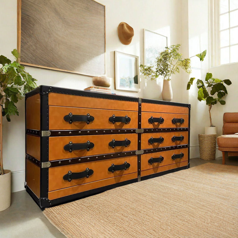 Buffet rétro en cuir brun 74.80