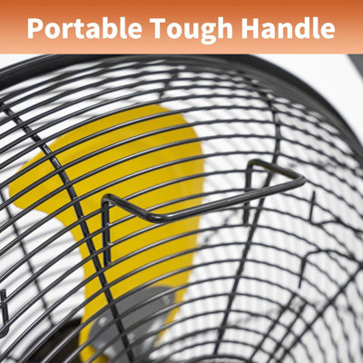 Ventilateur mural extérieur à 3 vitesses en jaune avec moteur IP44, boîtier de contrôle scellé, prise GFCI