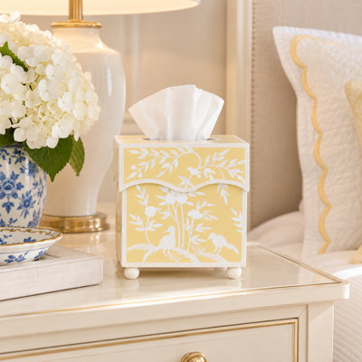 Yellow Bird & Vine Tissue Holder