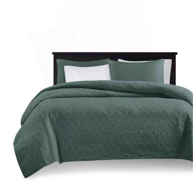 3 Piece Reversible Bedspread Set Balsam Green