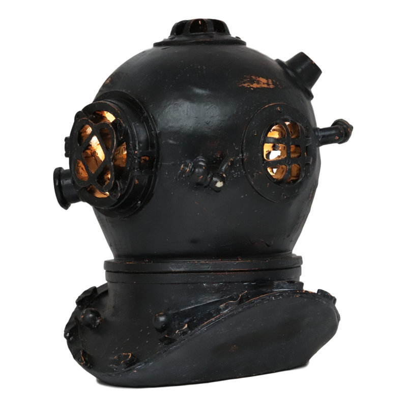 Figurine de casque de plongée avec sculpture à del steampunk nautique Tricia