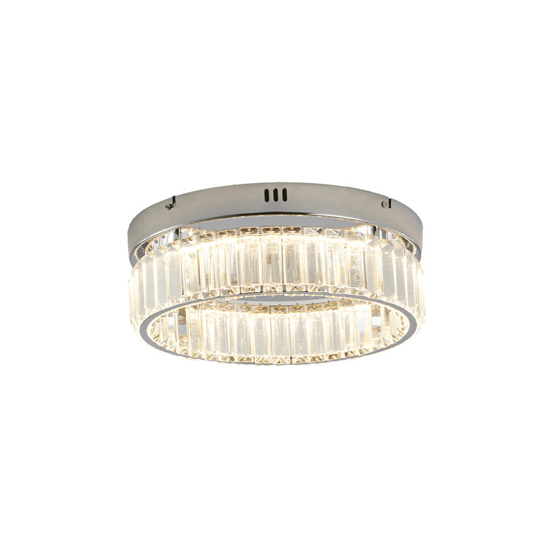 Modern LED Round Crystal Flush Mount , 4.37" H x 13.75" W x 13.75" D, Chrome