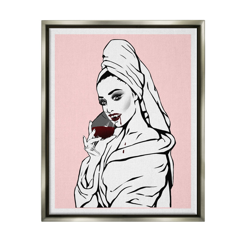 «Pink Vampire Fashionista Dr potable Wine» par Ziwei Li - impression, H 21 po x l 17 po x P 1,7 po