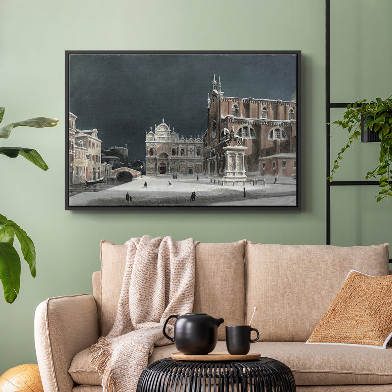 Paysage rétro - DXLI, Toile avec cadre flottant noir, H 27 po x l 41 po x P 2 po