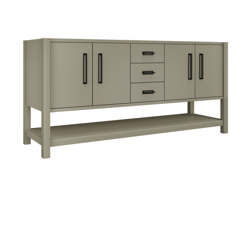 Kiawah Double Bath Vanity, French Olive, Matte Black, 72"