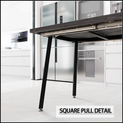 Expandable Modern Kitchen Dining Table, Rectangular MDF, Seats 4-6, Medieval Industrial Style for Versatile Use