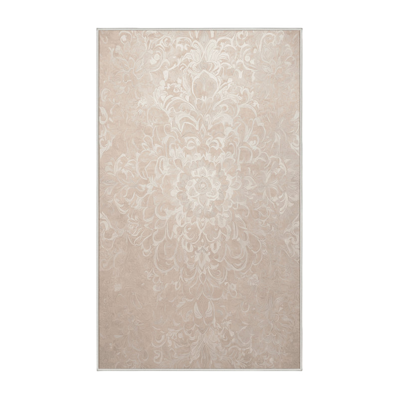 Tapis beige lavable à la machine GSIX03708, Rectangle 8 pi x 12 pi