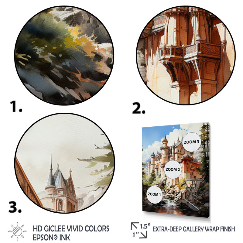 Forteresses majestueuses gardiens X - impressions sur toile de paysages urbains, H 20 po x l 12 po x P 1 po