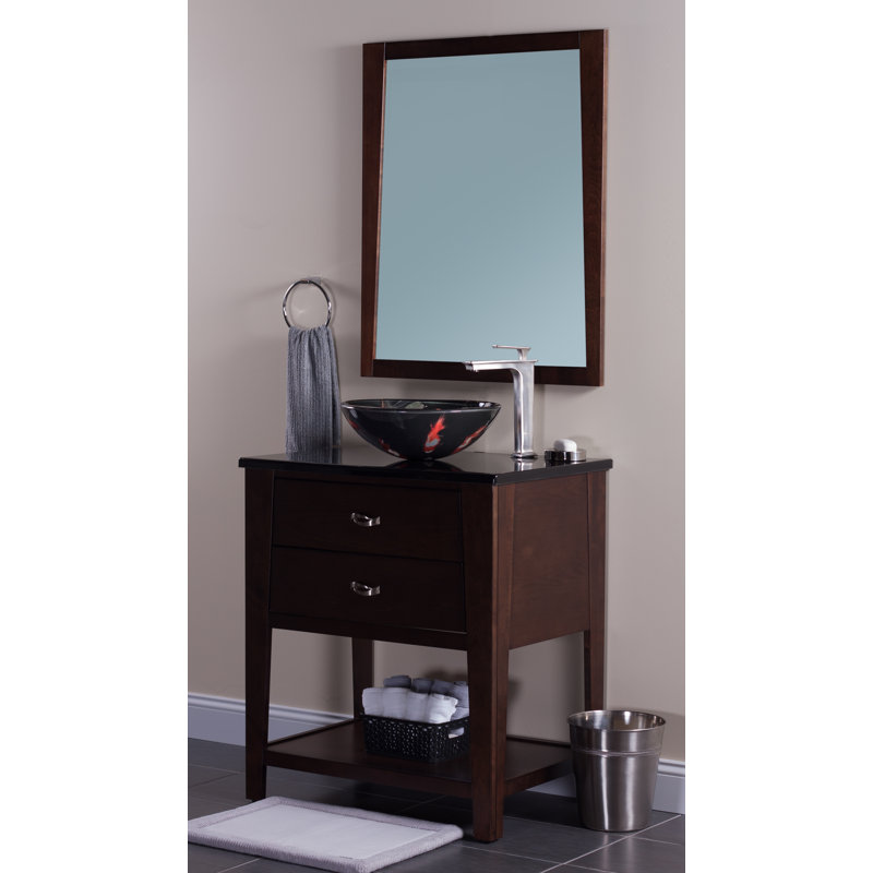 Novatto 16.5'' Black Glass Circular Bathroom Sink