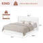 Structure de lit très grand avec rangement relevable, lit plateforme tapissier en velours côtelé avec tête de lit à oreilles, lattes en bois massif, aucun sommier requis, support hydraulique, blanc-1396681007-1396681003