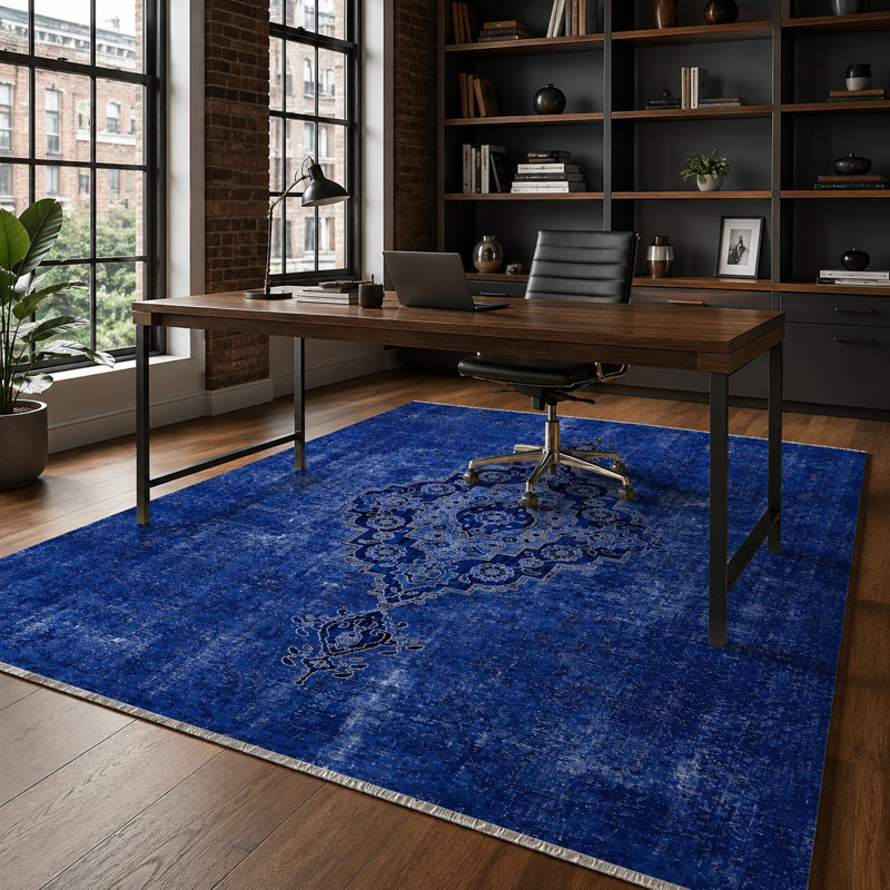 Vintage Look Cotton and Chenille Flatweave Area Rug, 160 cm round