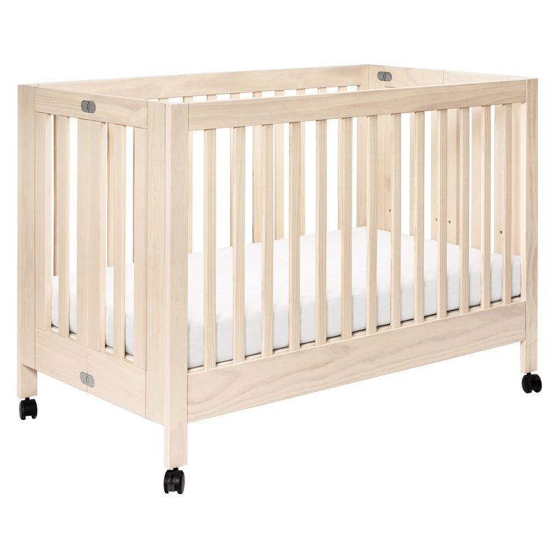 Maki 2-in-1 Convertible Portable Crib, Washed Natural