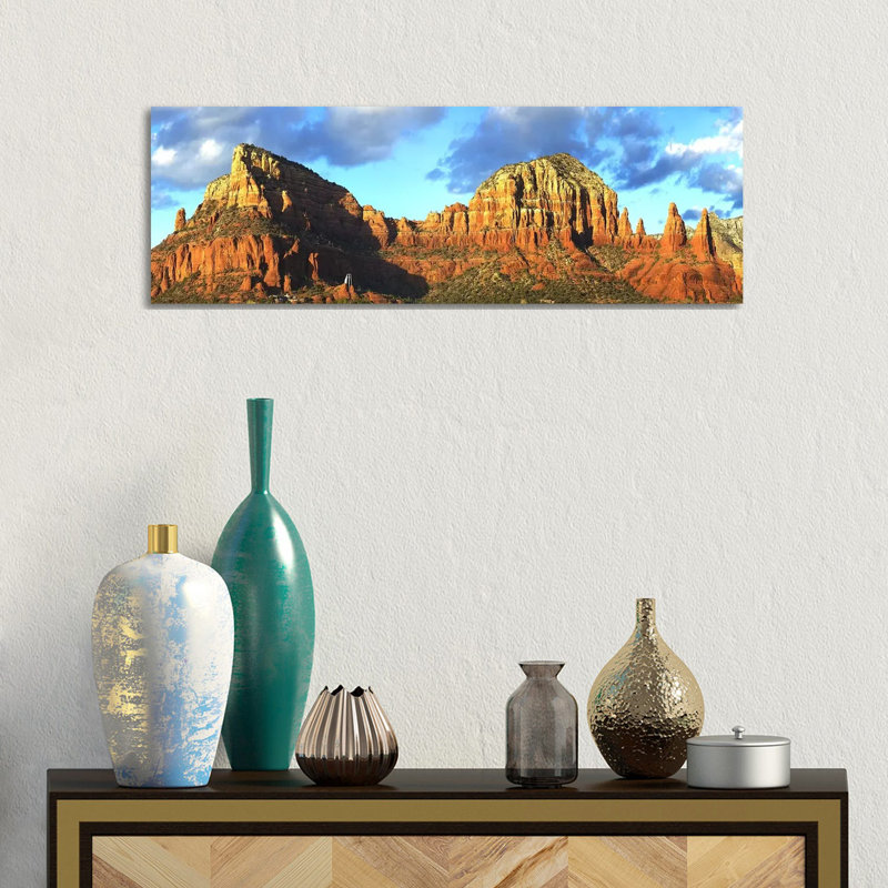 Chapel on Rock Formations, Chapel of the Holy Cross, Sedona, Arizona, USA 1 Piece Wrapped Canvas Panoramic Wall Art