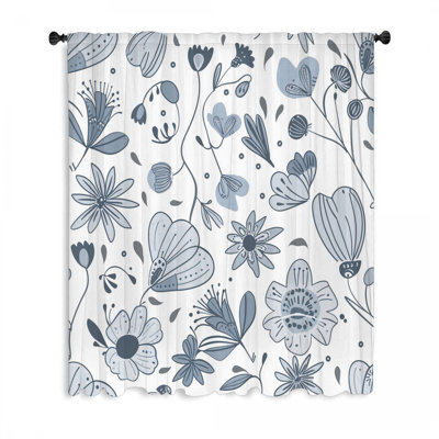 Rideaux, voilages à motif floral et voilages Doodles - 1 panneau
