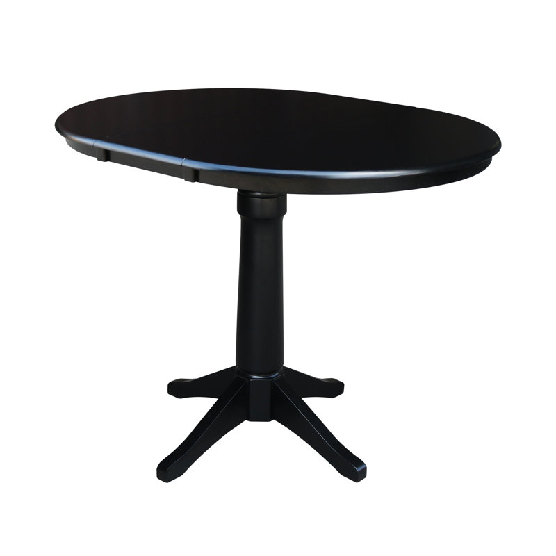 Henington Extendable Solid Wood Dining Table, Black