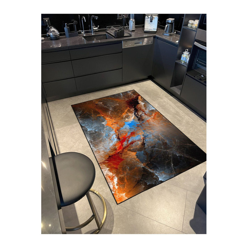 Tapis tissé à motif univers lavable, Tapis de couloir 3 pi 3 po x 9 pi 10 po
