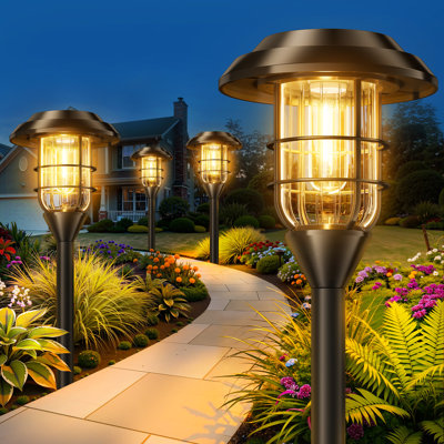 Éclairage solaire de sentier solaire extérieur, lumières solaires lumineuses extérieures, Ip65 imperméable allume / éteint les lumières solaires de jardin à énergie solaire pour allée de patio