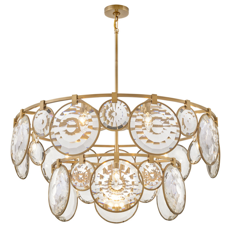 Nala 15 - Light Crystal Tiered Chandelier, Heritage Brass
