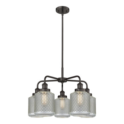 Lustre classique / traditionnel 5 lumières en verre à intensité variable Edison