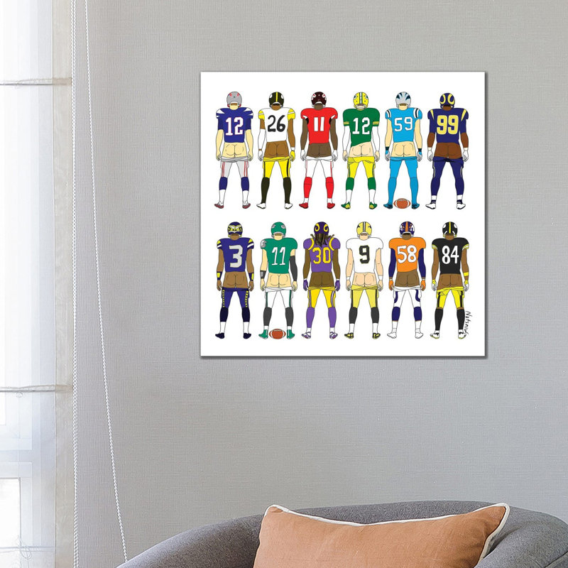 Football Butts - Wrapped Canvas Print, 66.04 cm H x 66.04 cm W x 1.91 cm D