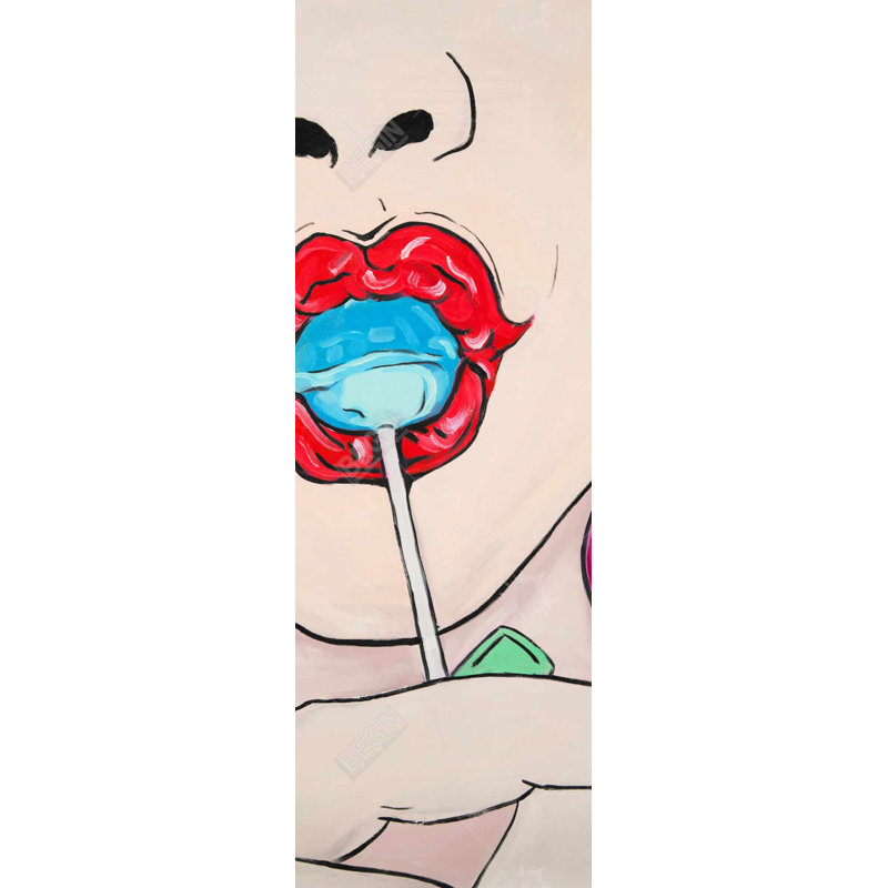 Lollipop - Toile encadrée bleue illustrative pour la décoration intérieure
