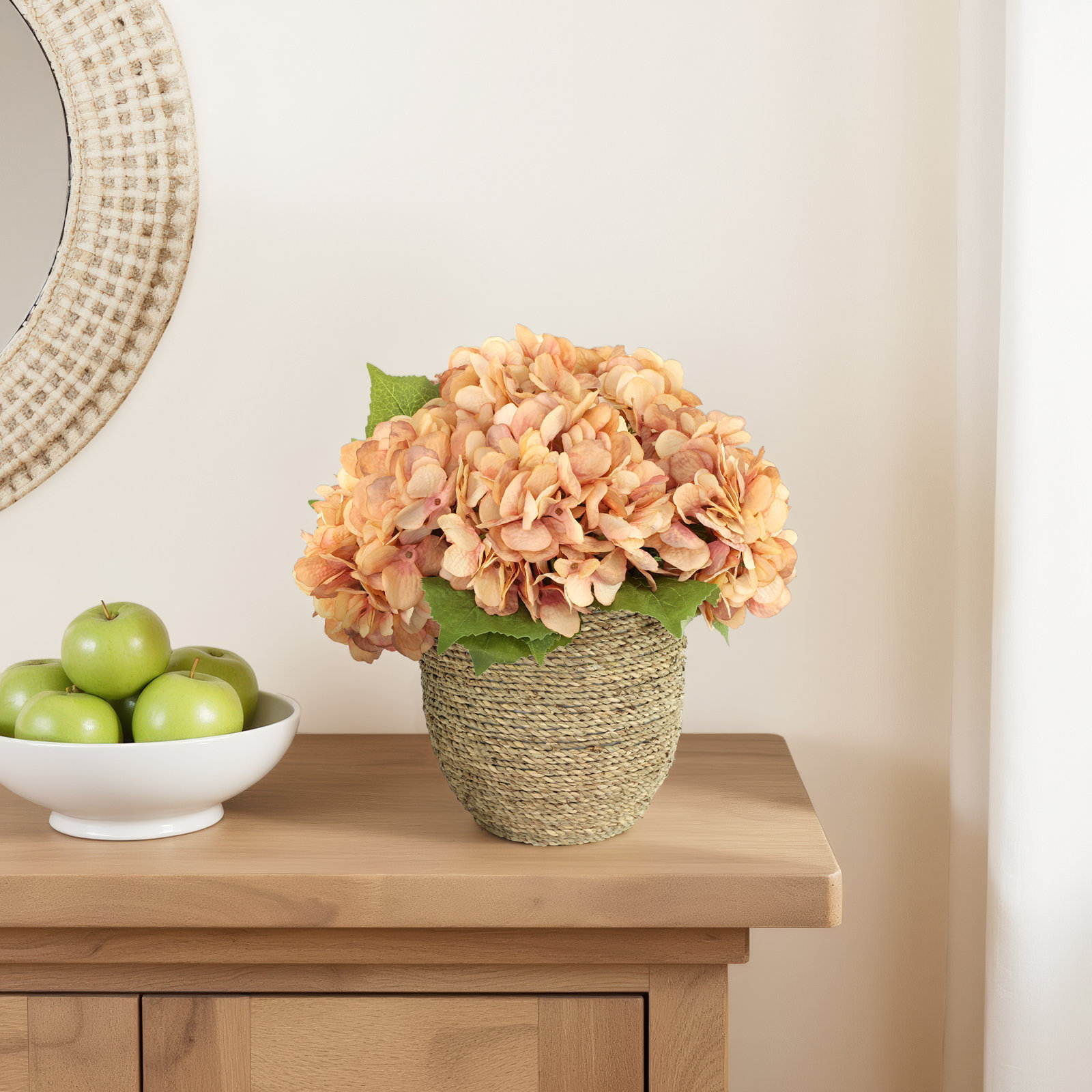 Carytown Hydrangea Floral Arrangement, Pink/Peach