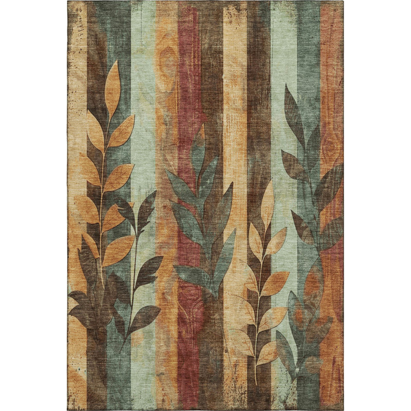 Premium Machine Washable Crestover AMF1871 Floral Rug, Rectangle 3' x 5'