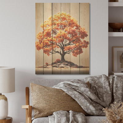 Soft Neutral Tones Maple Tree - Tree Maple Wood Art On Natural Pine Wood